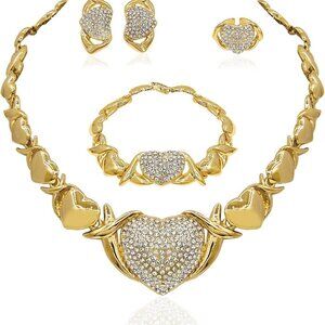 Gold Jewelry Set 18K Gold Plated Bridal Wedding Accessories for Women